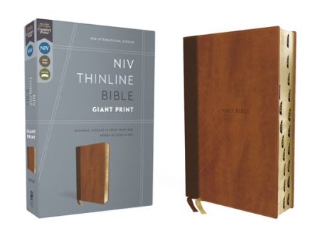 Niv, Thinline Bible, Giant Print, Leathersoft, Brown, Red Letter, Thumb Indexed, Comfort Print For Cheap